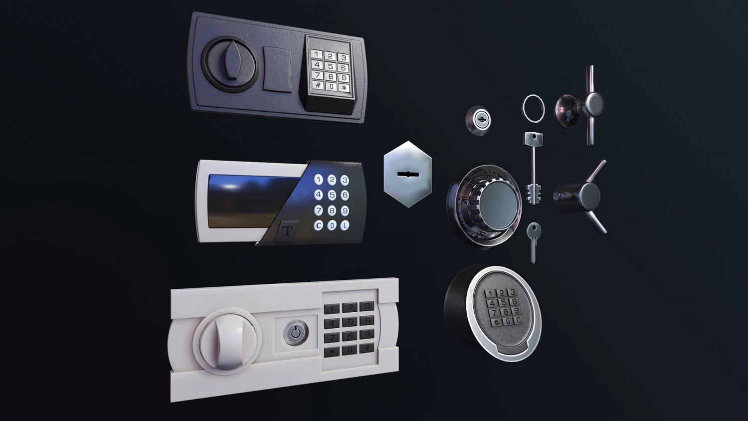safe locks 3D Model .c4d .max .obj .3ds .fbx .stl .blend 