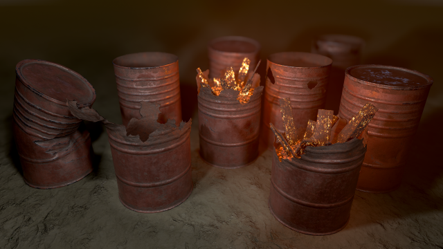 free rusted barrels 3D मॉडल .c4d .max .obj .3ds .fbx .stl .blend 