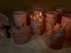 free rusted barrels 3D Model