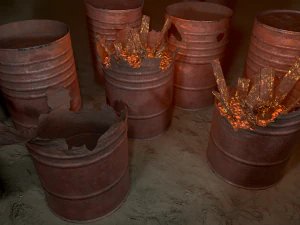 free rusted barrels 3D Model