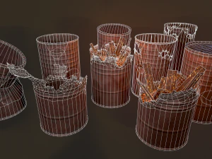 free rusted barrels 3D Model