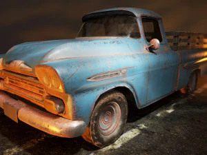 лоуполи старая машина-02 3D Модель