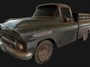 lowpoly old car-02 3D Model