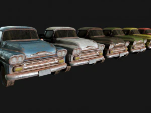 lowpoly old car-02 3D Model
