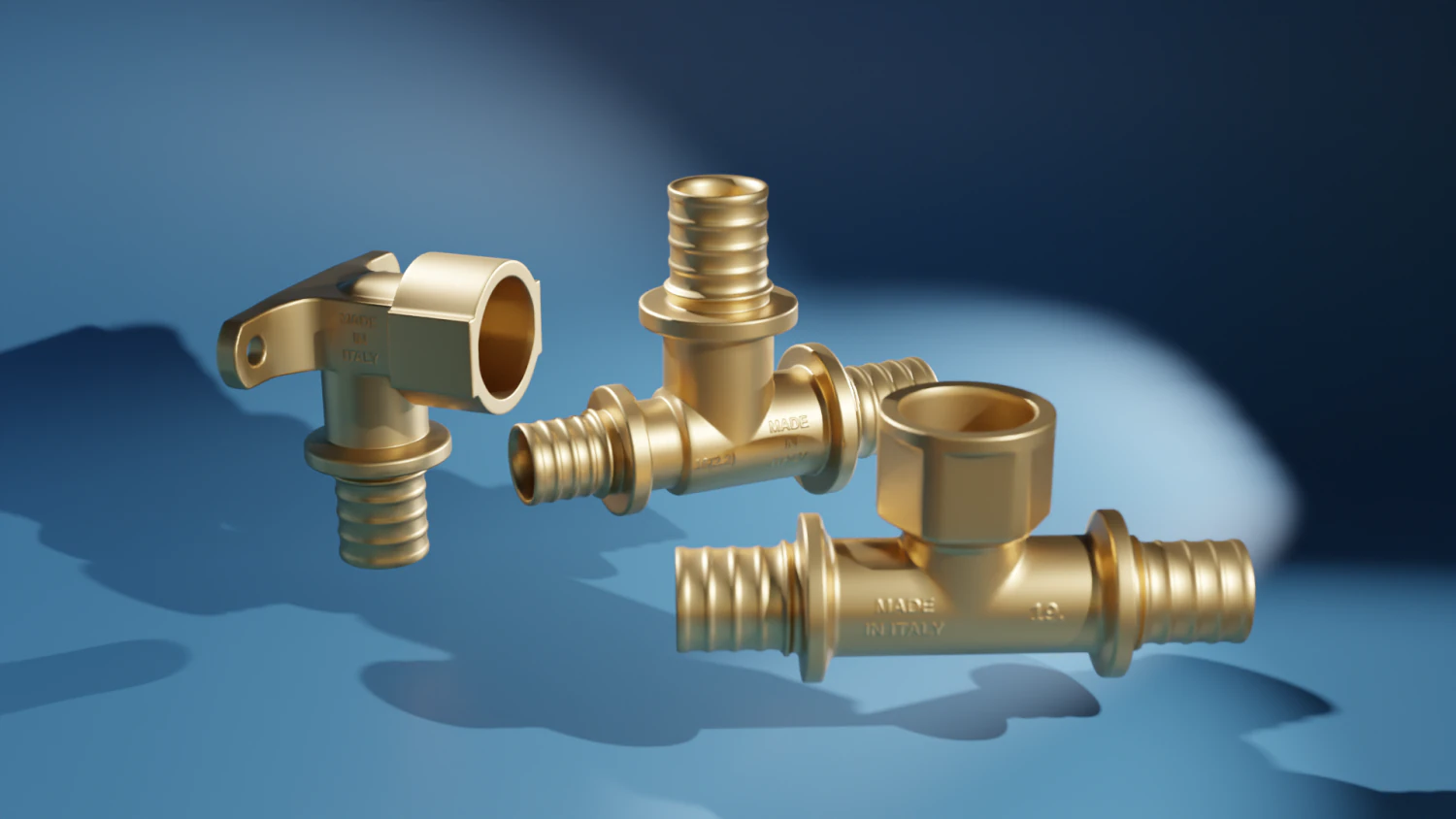 collection of axial press fittings for pex pipes 3D Model .c4d .max .obj .3ds .fbx .stl .blend 