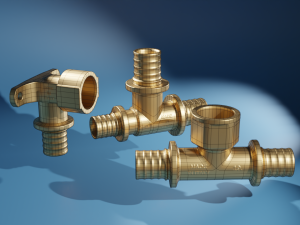 collection of axial press fittings for pex pipes Modelo 3D