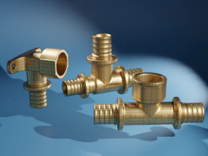 collection of axial press fittings for pex pipes 3D Model