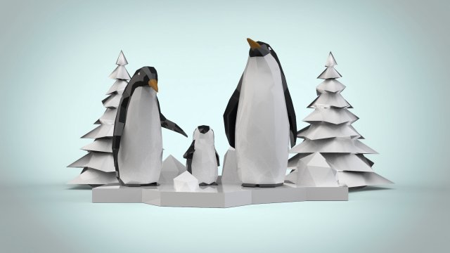 penguin family 3D मॉडल .c4d .max .obj .3ds .fbx .stl .blend 
