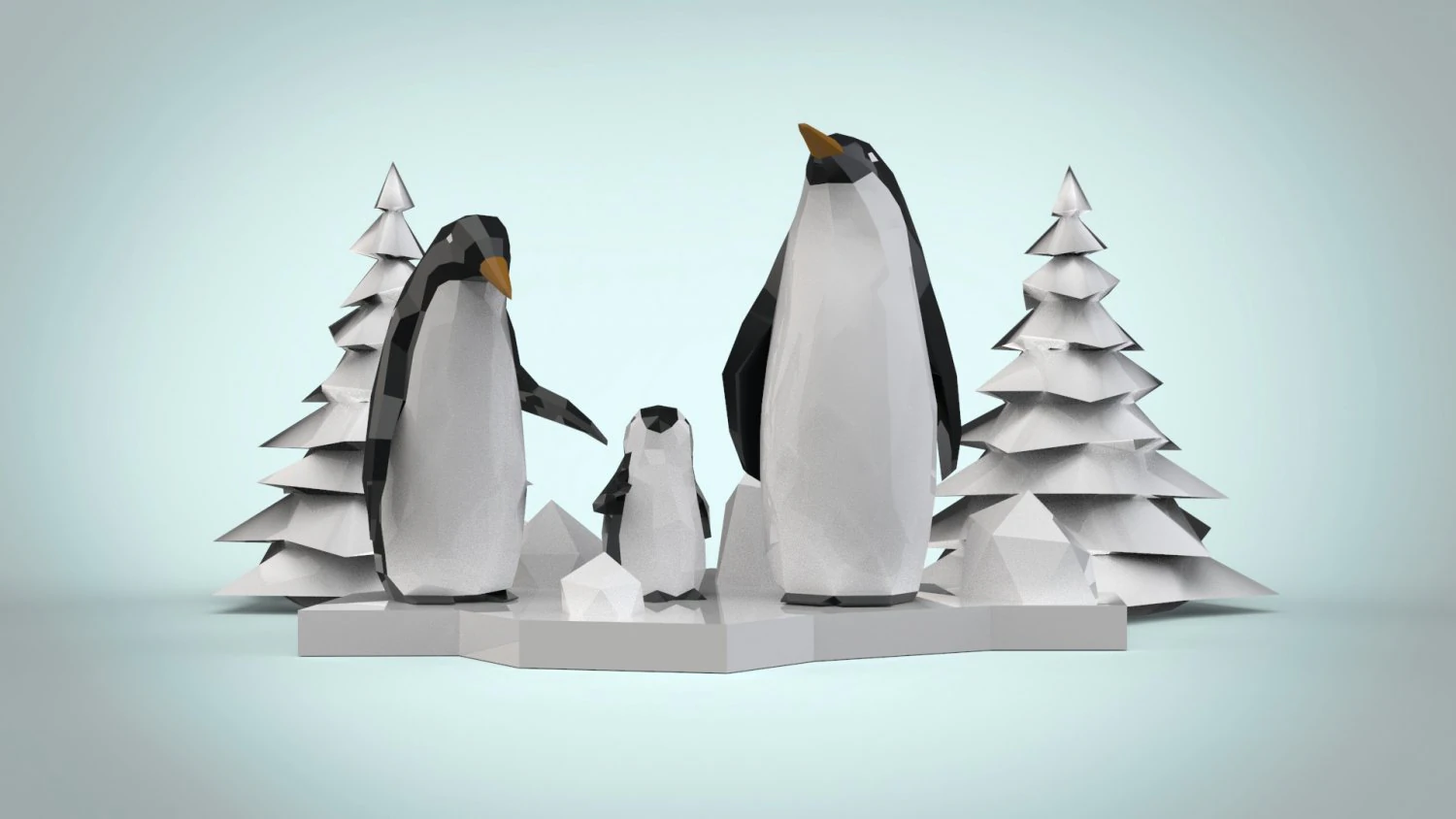 penguin family 3D Model .c4d .max .obj .3ds .fbx .stl .blend 