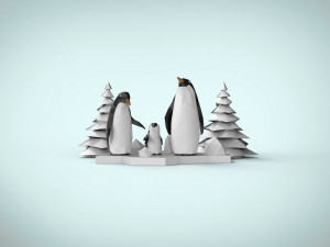 penguin family 3D मॉडल