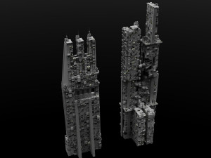 sci-fi city 19 buildings Model 3D