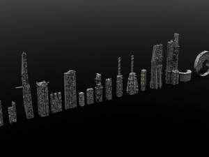 sci-fi city 19 buildings Model 3D