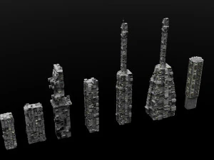 sci-fi city 19 buildings 3D Model