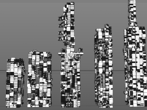 sci-fi city 19 buildings Model 3D