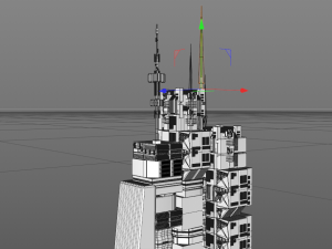sci-fi city 19 buildings Model 3D