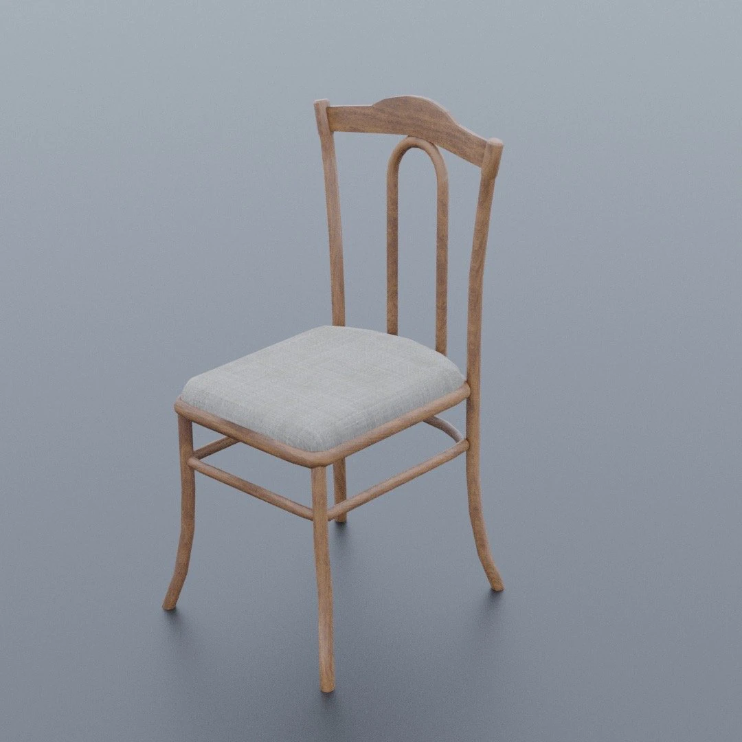wooden kitchen chair 3D Model .c4d .max .obj .3ds .fbx .stl .blend 