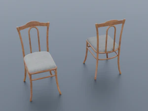 wooden kitchen chair 3D Model