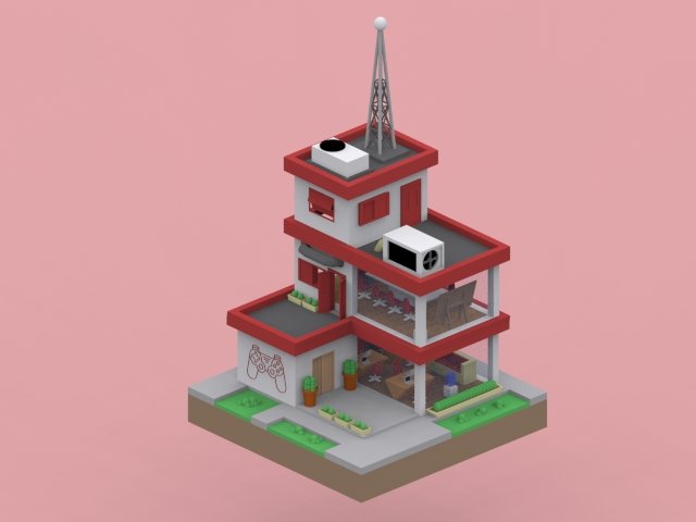 low-poly video game company Model 3D .c4d .max .obj .3ds .fbx .stl .blend 