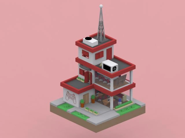 low-poly video game company 3D Model .c4d .max .obj .3ds .fbx .stl .blend 