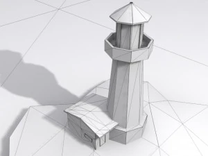 로우 폴리 등대 3D 모델