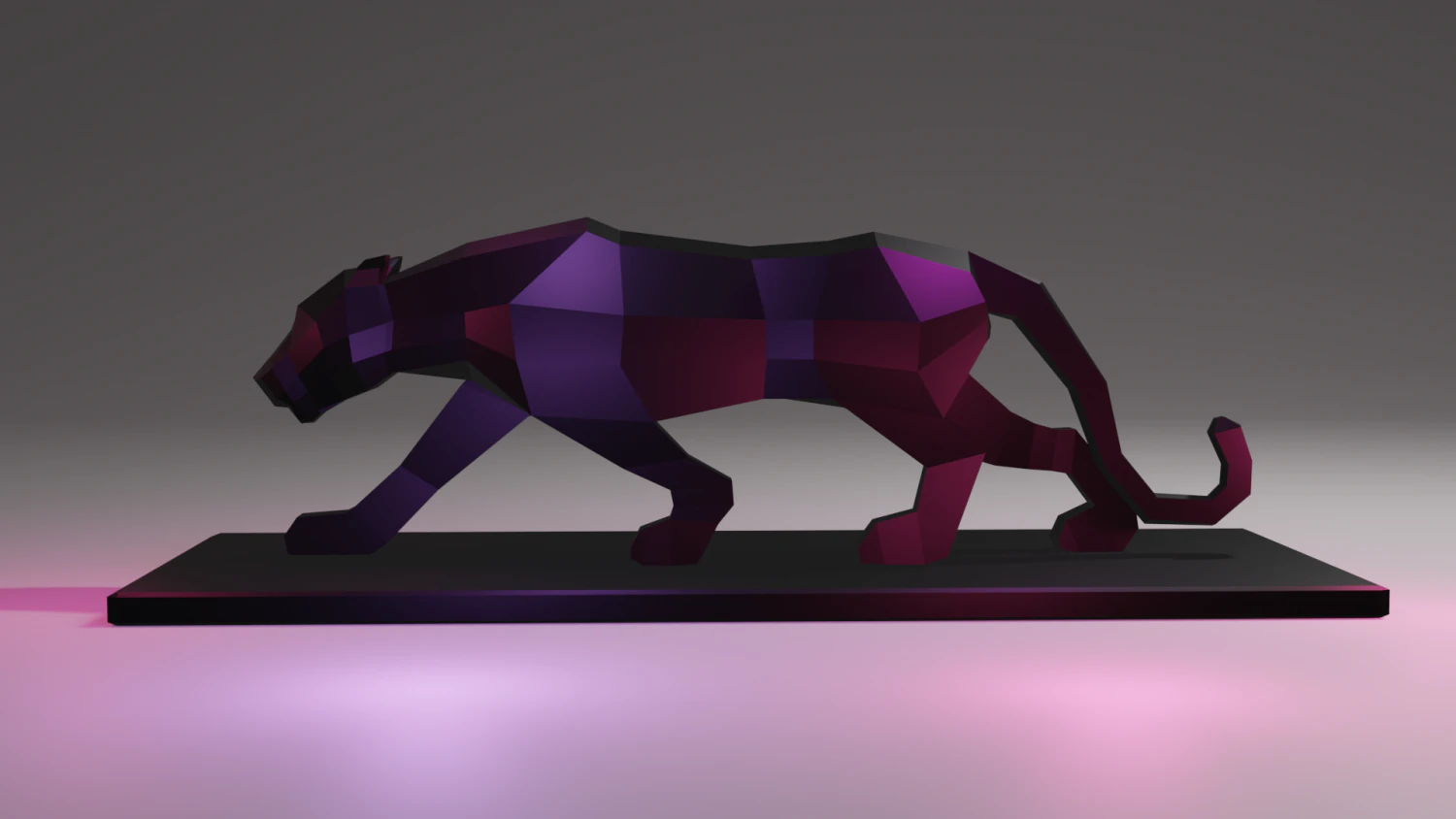 black panther statue lowpoly 3D Print Model .c4d .max .obj .3ds .fbx .stl .blend