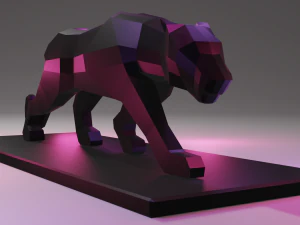 black panther statue lowpoly 3D Print Model