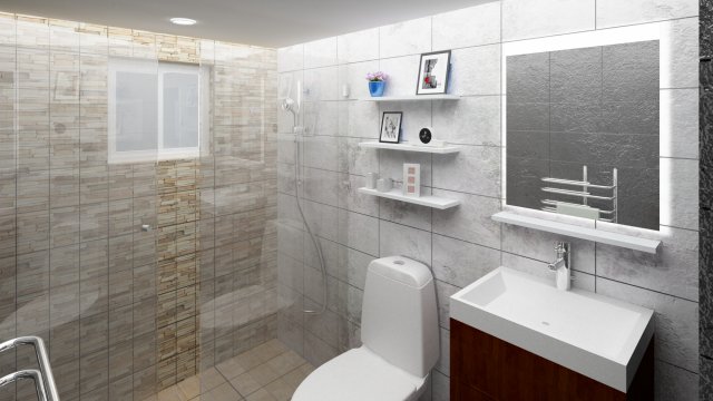 Minimal small bathroom 3D Модель .c4d .max .obj .3ds .fbx .stl .blend