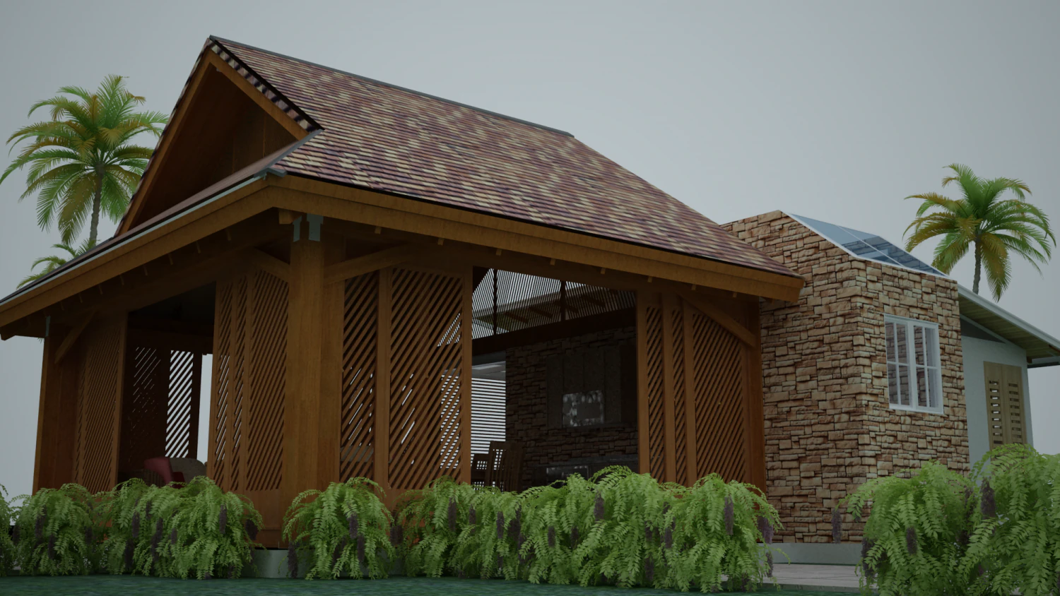 Bungalow 3D Model .c4d .max .obj .3ds .fbx .stl .blend