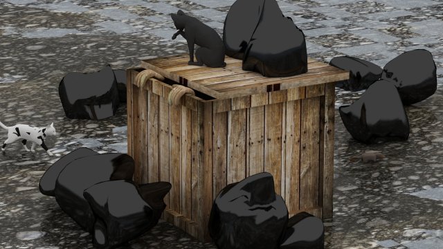 Cats-rats-gloves-trashbags Model 3D .c4d .max .obj .3ds .fbx .stl .blend