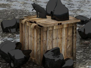 猫、ネズミ、手袋、ゴミ袋 3Dモデル