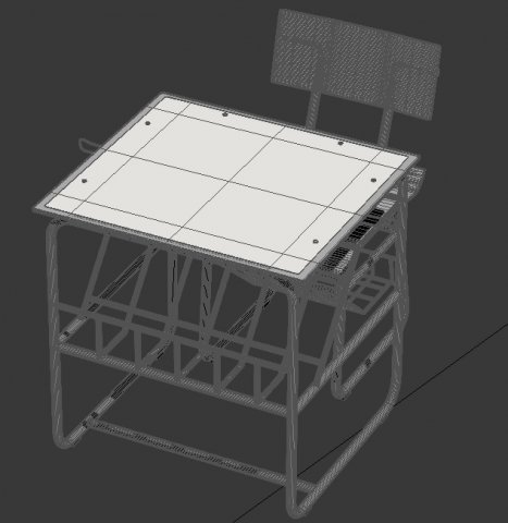 Chair and study 3D Model .c4d .max .obj .3ds .fbx .stl .blend 