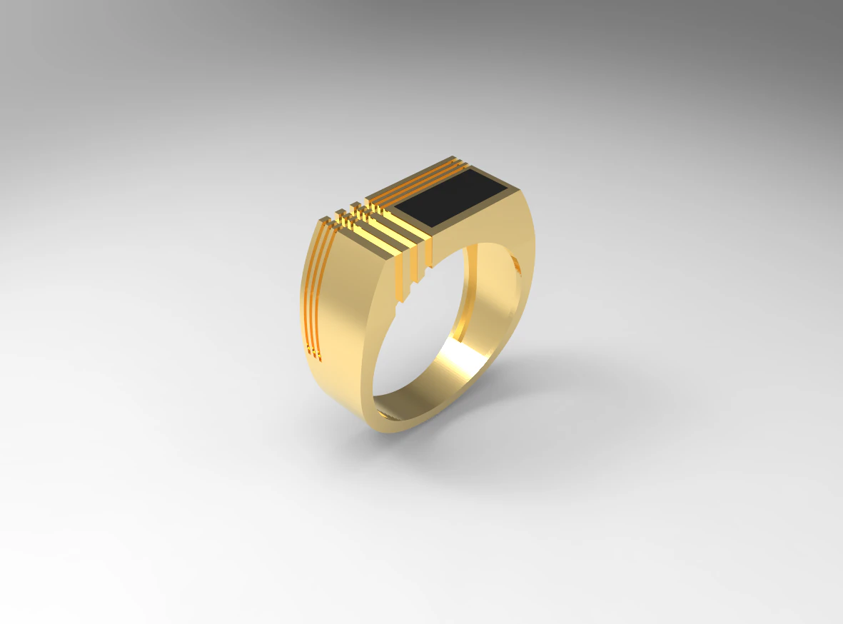 signet ring with rectangular stone 3D Model .c4d .max .obj .3ds .fbx .stl .blend 
