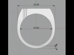 signet ring with rectangular stone 3D Model