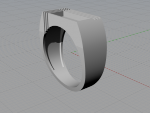signet ring with rectangular stone 3D Model