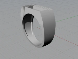 signet ring with rectangular stone 3D Model