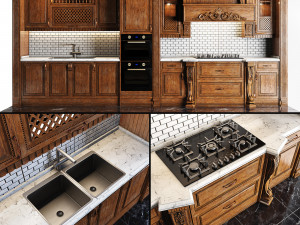 classic wooden luxury kitchen deluxe Modelo 3D