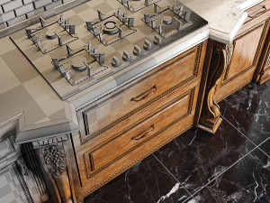 classic wooden luxury kitchen deluxe Modelo 3D
