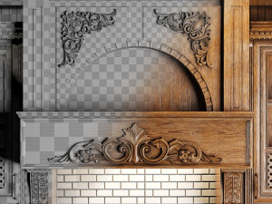 classic wooden luxury kitchen deluxe Modelo 3D