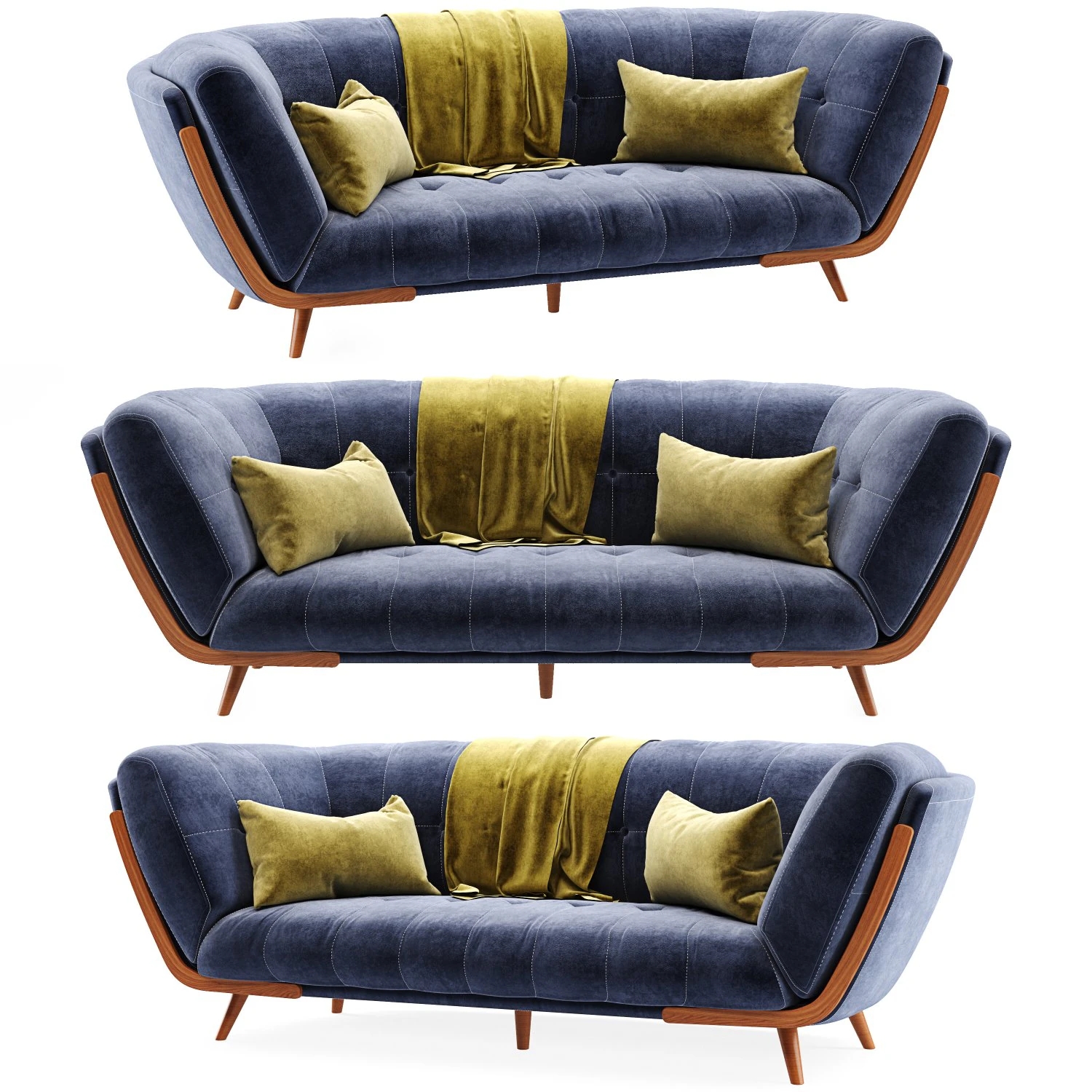 studio fabric sofa 3D Model .c4d .max .obj .3ds .fbx .stl .blend 