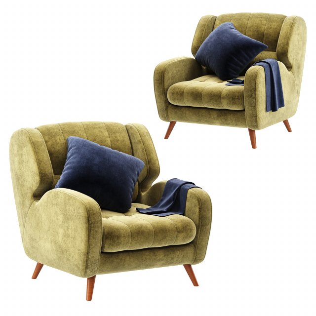 studio fabric armchair Modello 3D .c4d .max .obj .3ds .fbx .stl .blend 