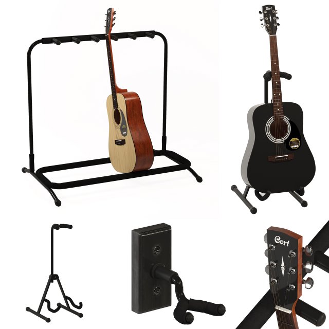 acoustic guitar cort ad810 op 3D Модель .c4d .max .obj .3ds .fbx .stl .blend 
