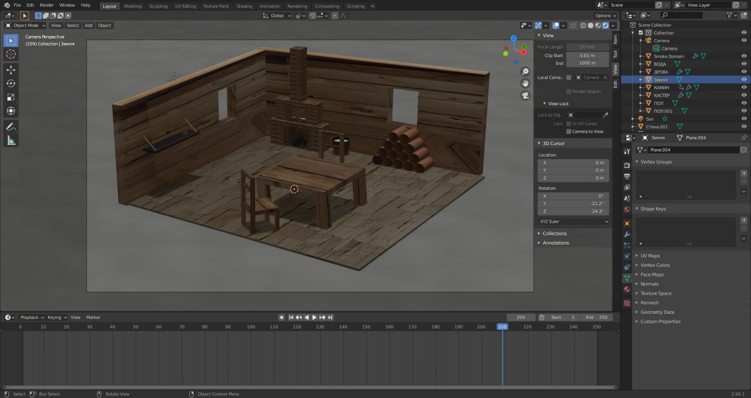 woods house 3D Model .c4d .max .obj .3ds .fbx .stl .blend