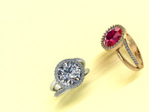 diamond signet ring Modèle 3D