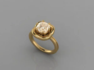anello solitario Modello 3D