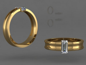 baguette ring Model 3D