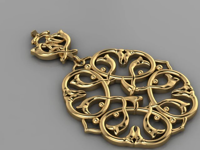 pendant gold 3D Model .c4d .max .obj .3ds .fbx .stl .blend