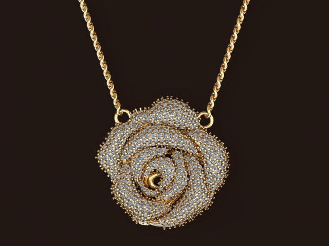 rose pendant 3D Model .c4d .max .obj .3ds .fbx .stl .blend 