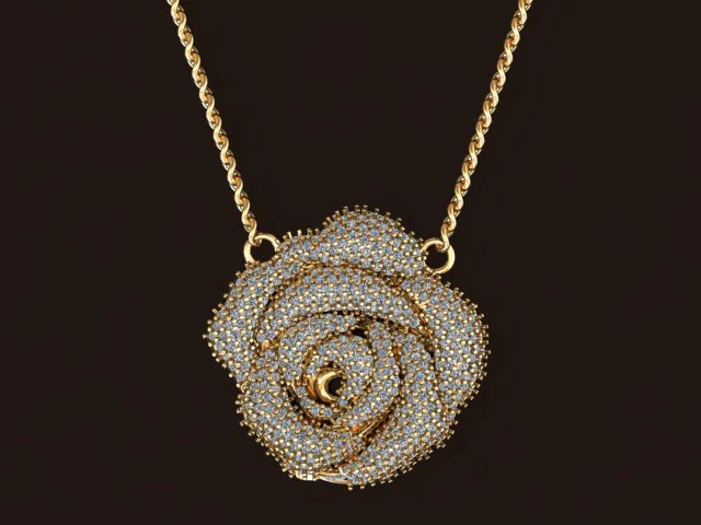 rose pendant 3D Model .c4d .max .obj .3ds .fbx .stl .blend 