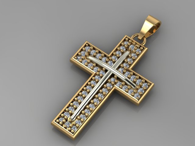 cross diamond pendant 3D Model .c4d .max .obj .3ds .fbx .stl .blend 