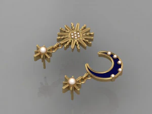 moon star earring 3D Model